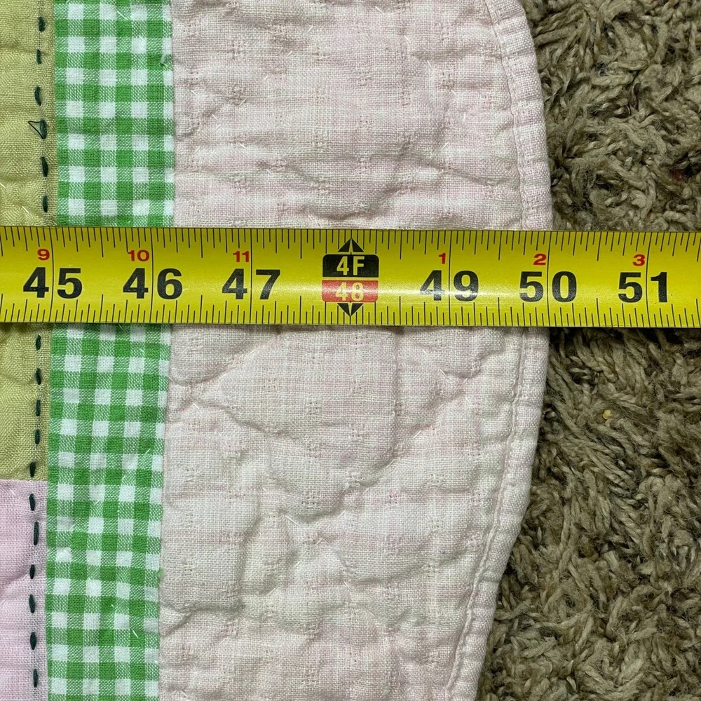 Baby Toddler Quilt Sheep Applique Pink Green Patchwork Gingham Nursery 50x35